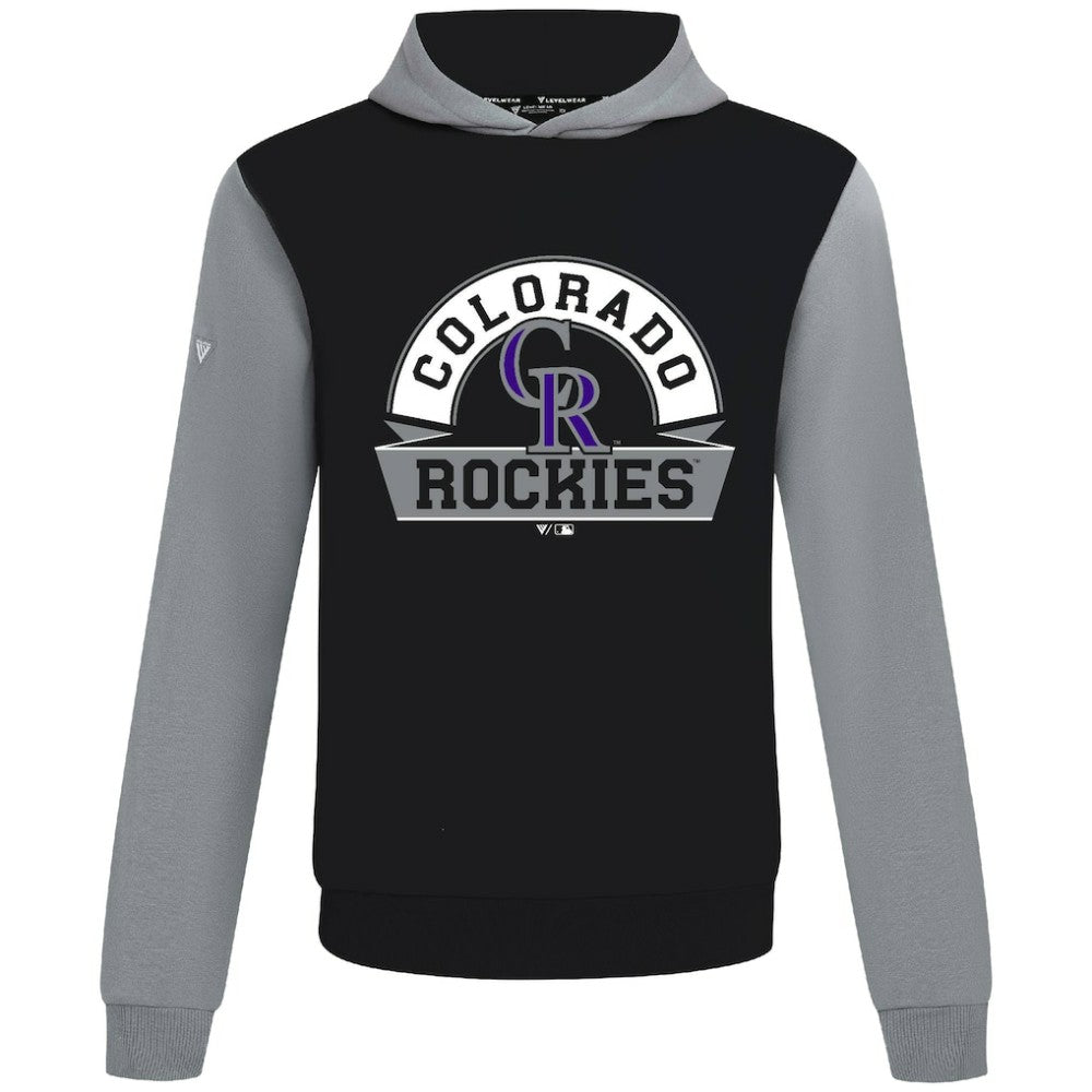 Colorado Rockies Levelwear Throwback Ultimate Banner Arch Hoodie - Black Hoodies
