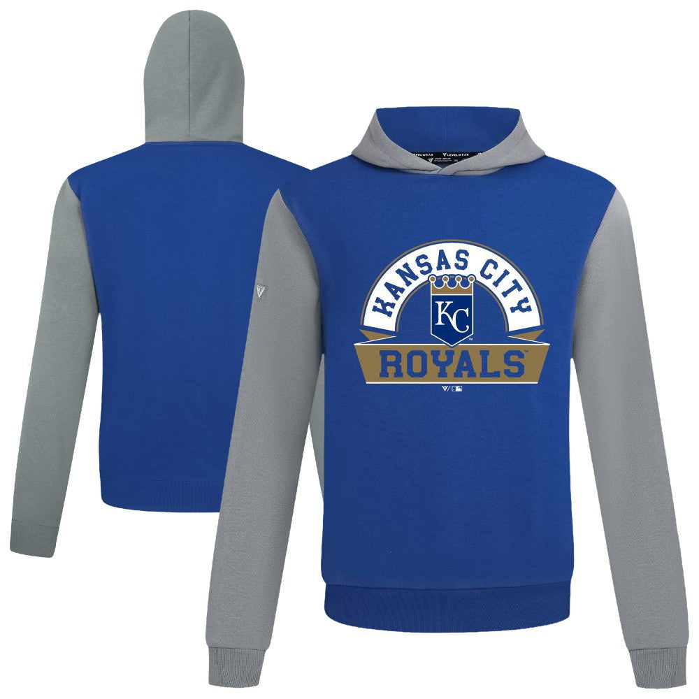 Kansas City Royals Levelwear Throwback Ultimate Banner Arch Hoodie - Royal Hoodies