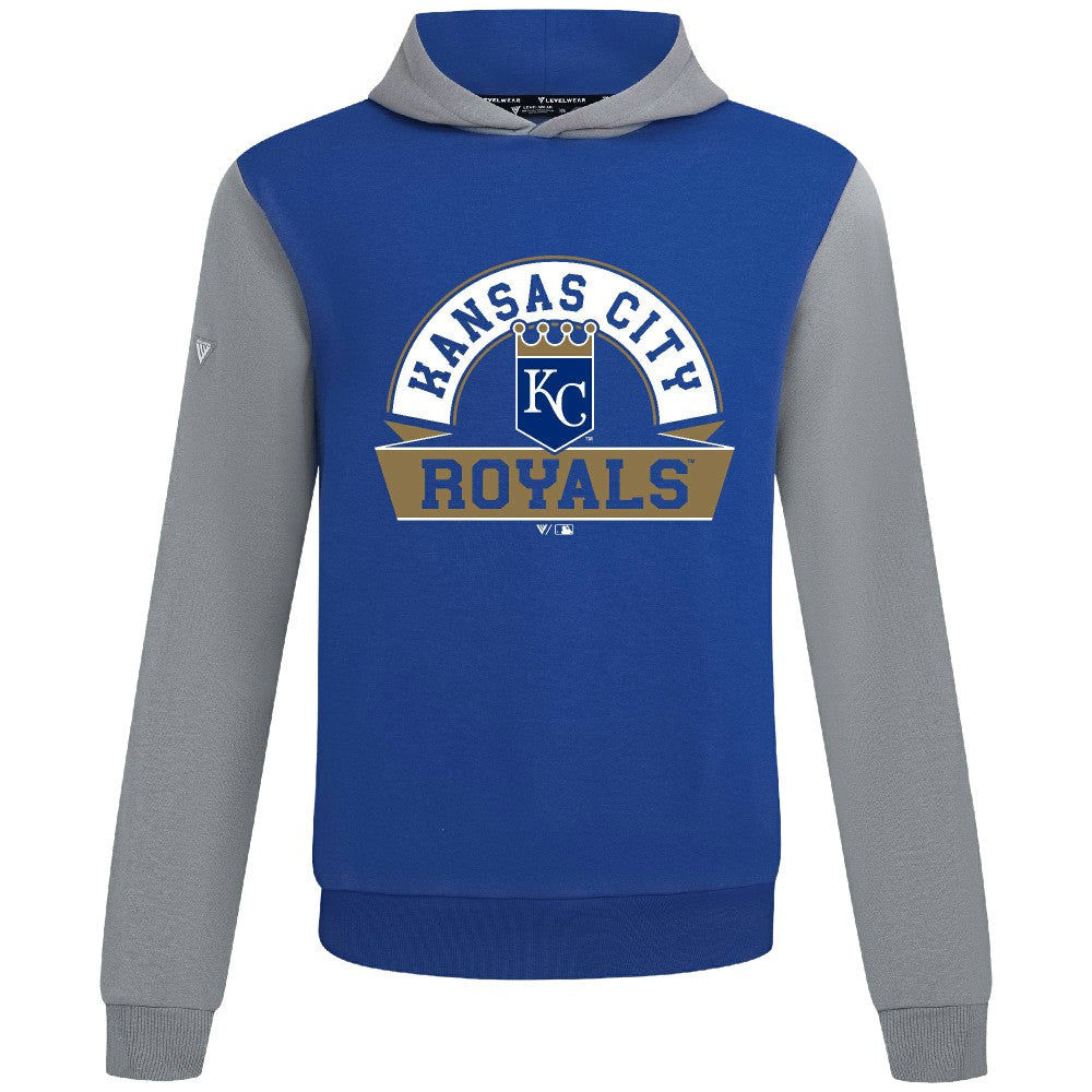 Kansas City Royals Levelwear Throwback Ultimate Banner Arch Hoodie - Royal Hoodies