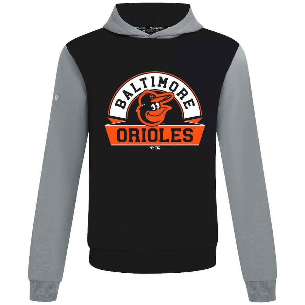 Baltimore Orioles Levelwear Throwback Ultimate Banner Arch Hoodie - Black Hoodies