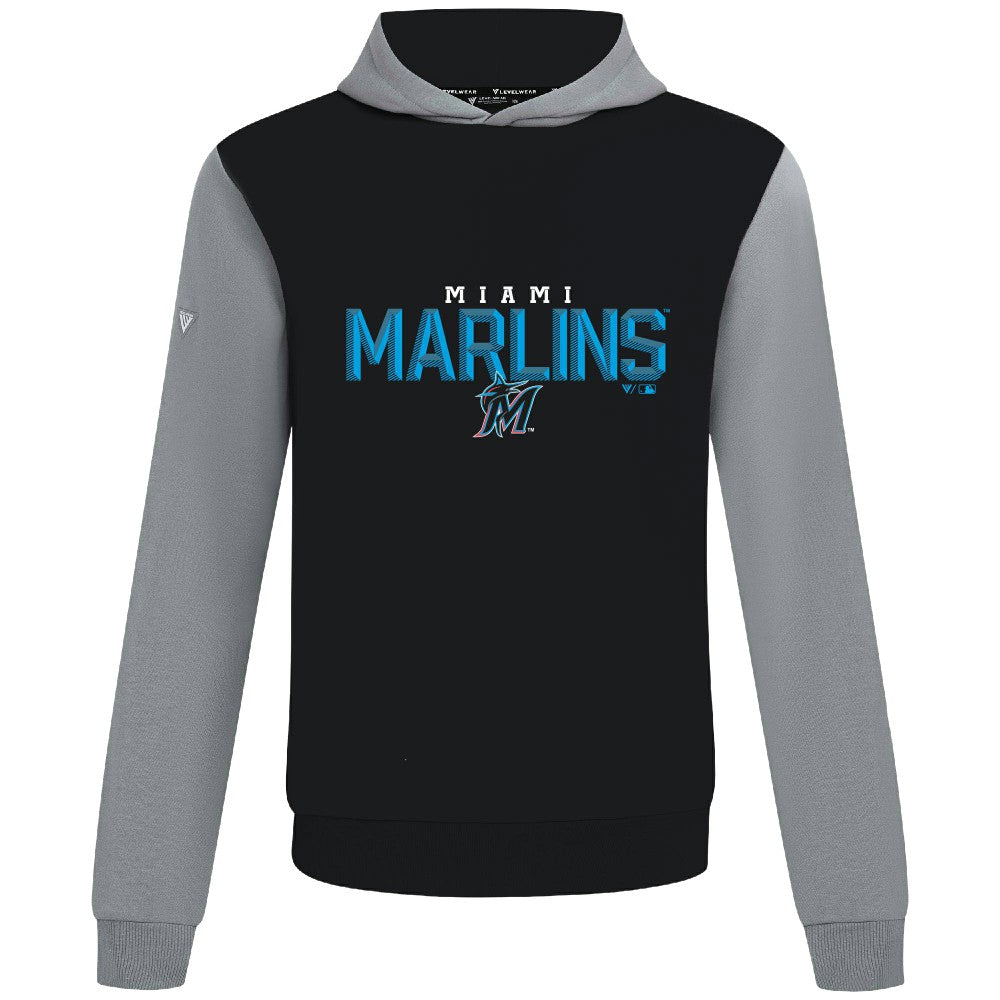 Miami Marlins Levelwear Throwback Carve Ultimate Hoodie - Black Hoodies
