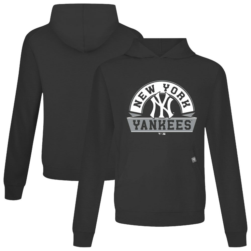 New York Yankees Levelwear Relay Banner Arch Pullover Hoodie - Black Hoodies
