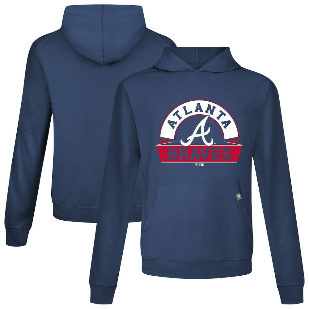 Atlanta Braves Levelwear Relay Banner Arch Pullover Hoodie - Navy Hoodies
