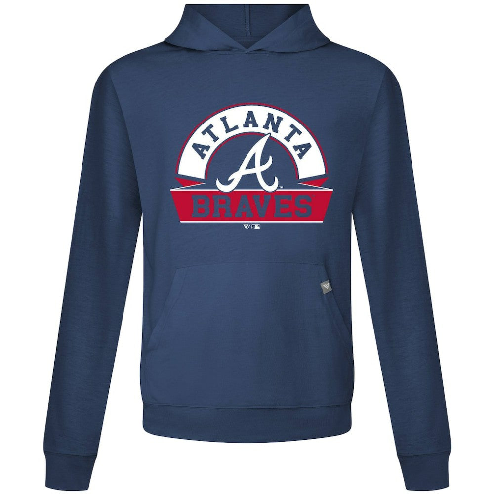Atlanta Braves Levelwear Relay Banner Arch Pullover Hoodie - Navy Hoodies