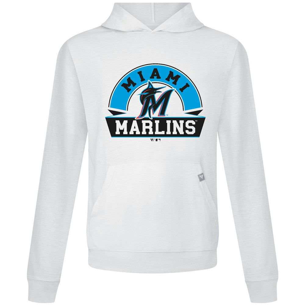 Miami Marlins Levelwear Relay Banner Arch Pullover Hoodie - White Hoodies