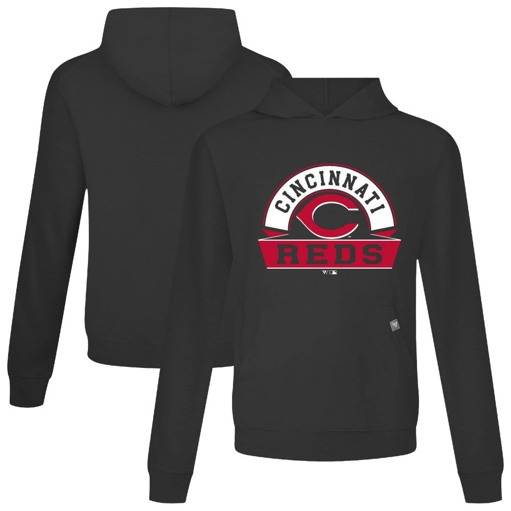 Cincinnati Reds Levelwear Relay Banner Arch Pullover Hoodie - Black Hoodies