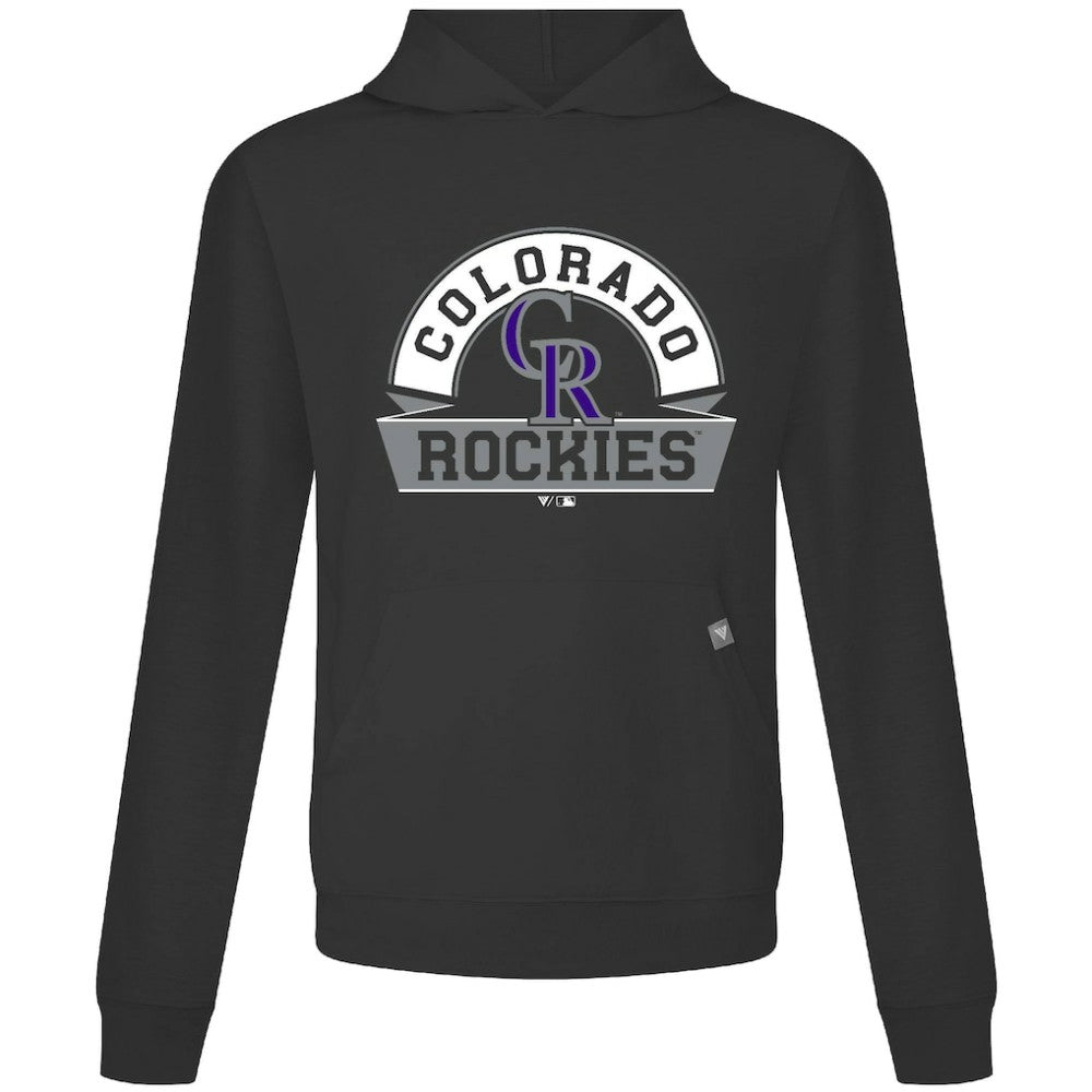 Colorado Rockies Levelwear Relay Banner Arch Pullover Hoodie - Black Hoodies