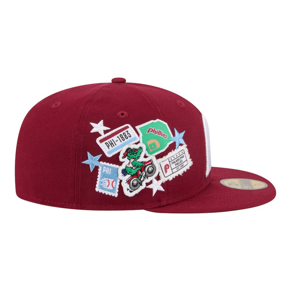 Philadelphia Phillies New Era City Patch 59FIFTY Fitted Hat - Burgundy Hats