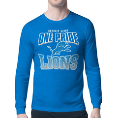 Detroit Lions Starter Comic Style Slogan Long Sleeve T-Shirt - Blue T-shirts