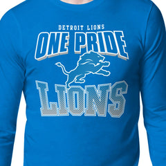 Detroit Lions Starter Comic Style Slogan Long Sleeve T-Shirt - Blue T-shirts