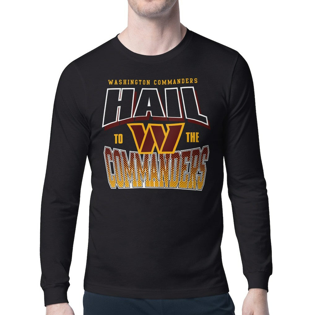 Washington Commanders Starter Comic Style Slogan Long Sleeve T-Shirt - Black T-shirts