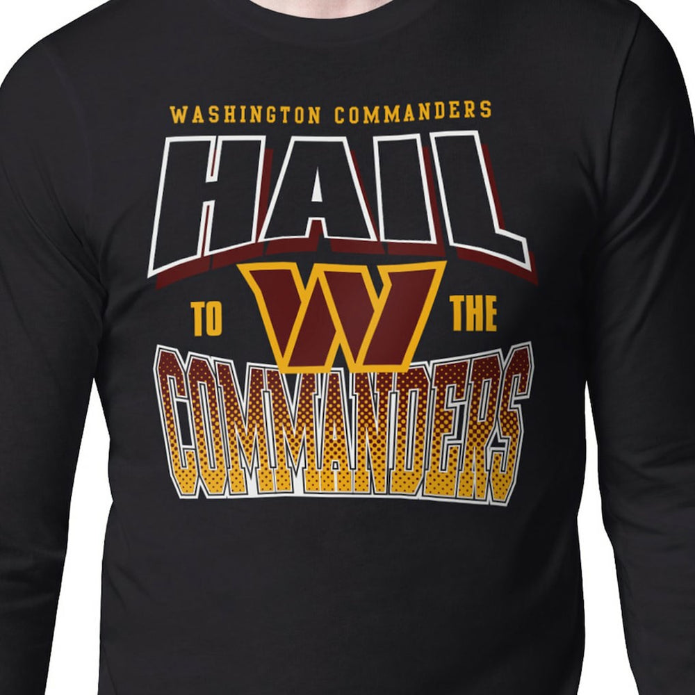 Washington Commanders Starter Comic Style Slogan Long Sleeve T-Shirt - Black T-shirts
