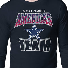 Dallas Cowboys Starter Comic Style Slogan Long Sleeve T-Shirt - Navy T-shirts