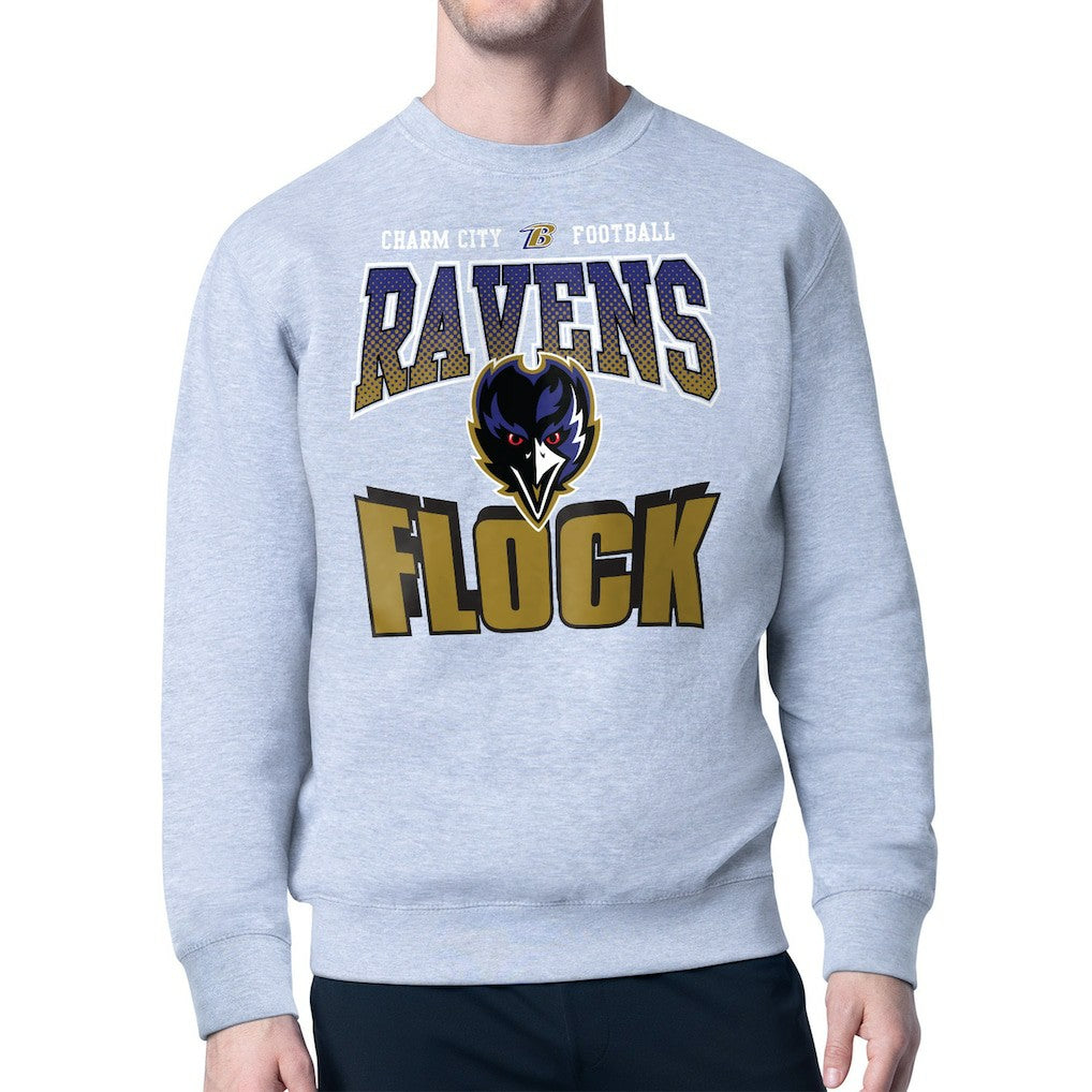Baltimore Ravens Starter Comic Style Sweatshirt - Gray Sweatshirts