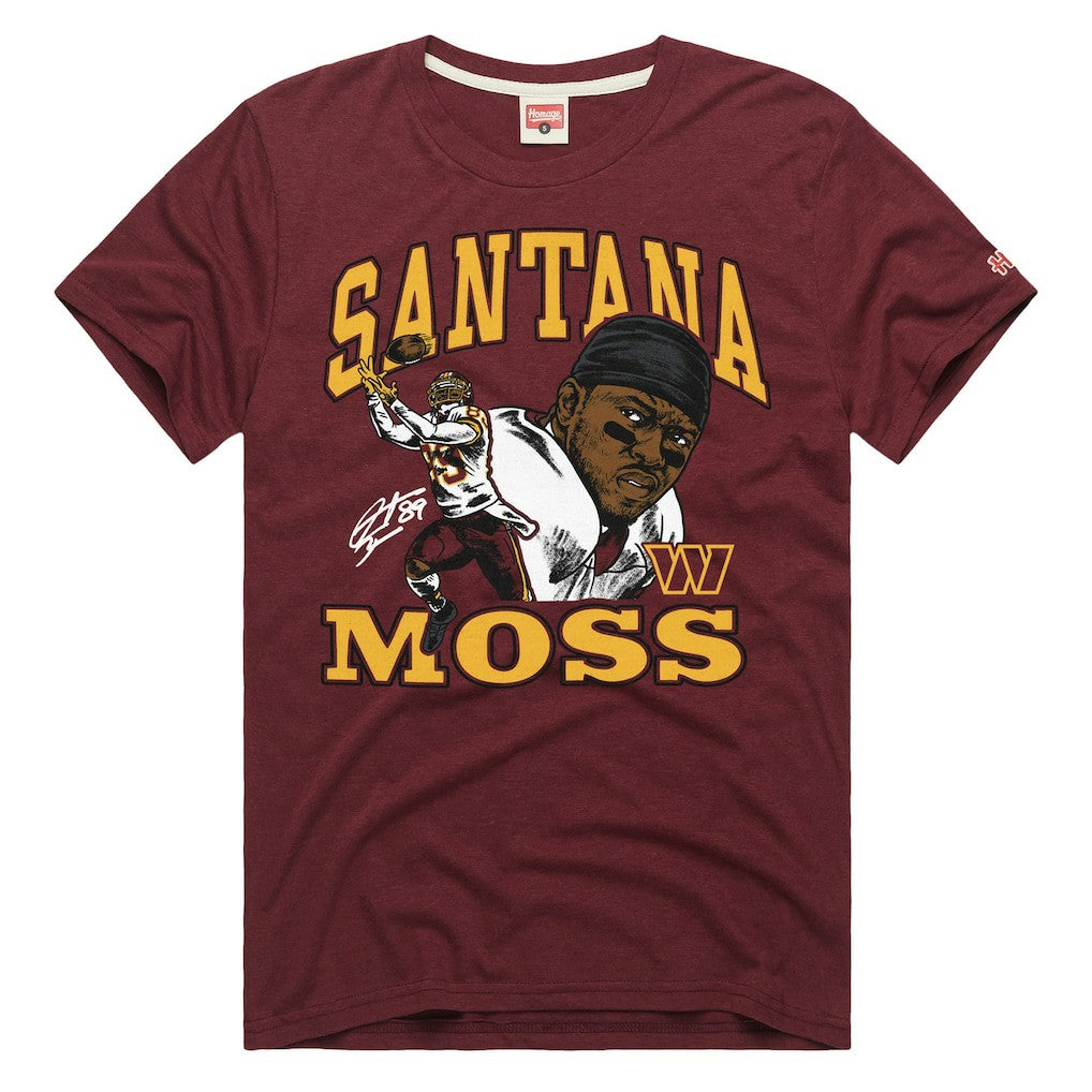 Santana Moss Washington Commanders Homage Unisex Retired Player Classic Caricature T-Shirt - Burgundy T-shirts