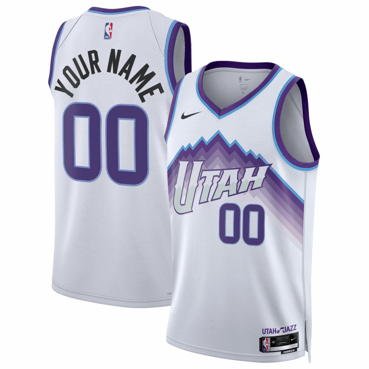 Utah Jazz Unisex Swingman Custom Jersey Association Edition White - Nike
