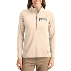 Pittsburgh Pirates Cutter & Buck Women's Cooperstown Collection Adapt Eco Knit Stretch Half-Zip Pullover - Tan Pullover