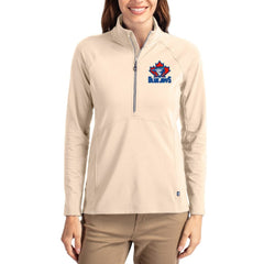 Toronto Blue Jays Cutter & Buck Women's Cooperstown Collection Adapt Eco Knit Stretch Half-Zip Pullover - Tan Pullover