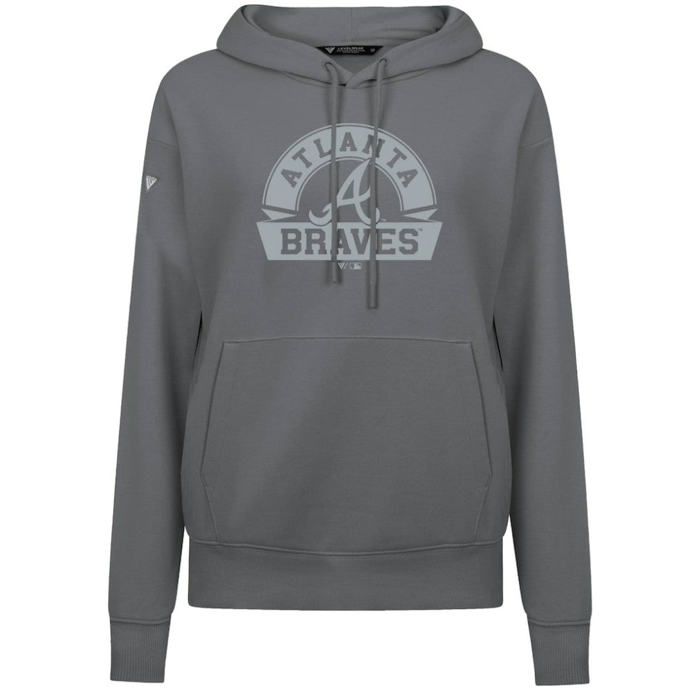Atlanta Braves Levelwear Women's Adorn Banner Arch Hoodie - Stone Hoodies