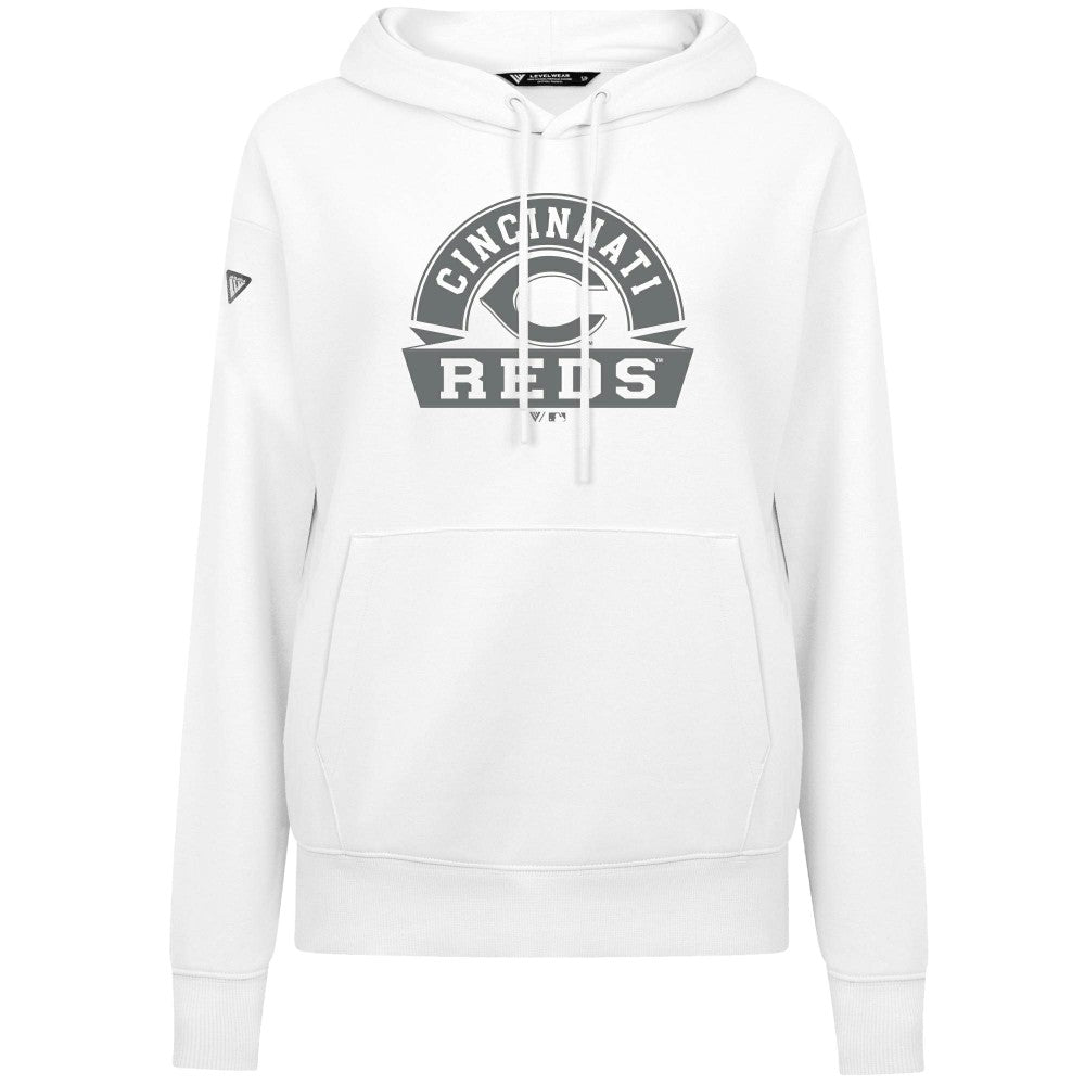 Cincinnati Reds Levelwear Women's Adorn Banner Arch Hoodie - White Hoodies