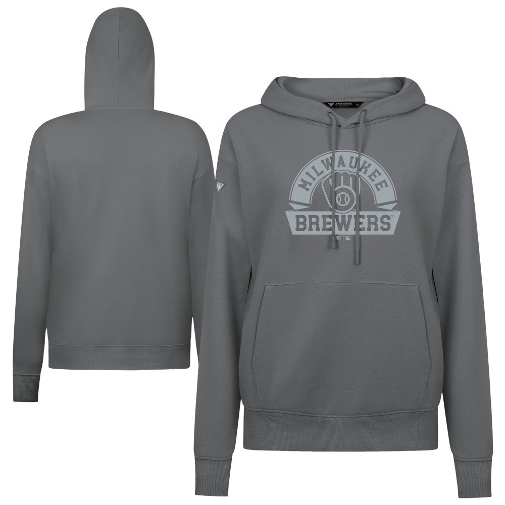 Milwaukee Brewers Levelwear Women's Adorn Banner Arch Hoodie - Stone Hoodies