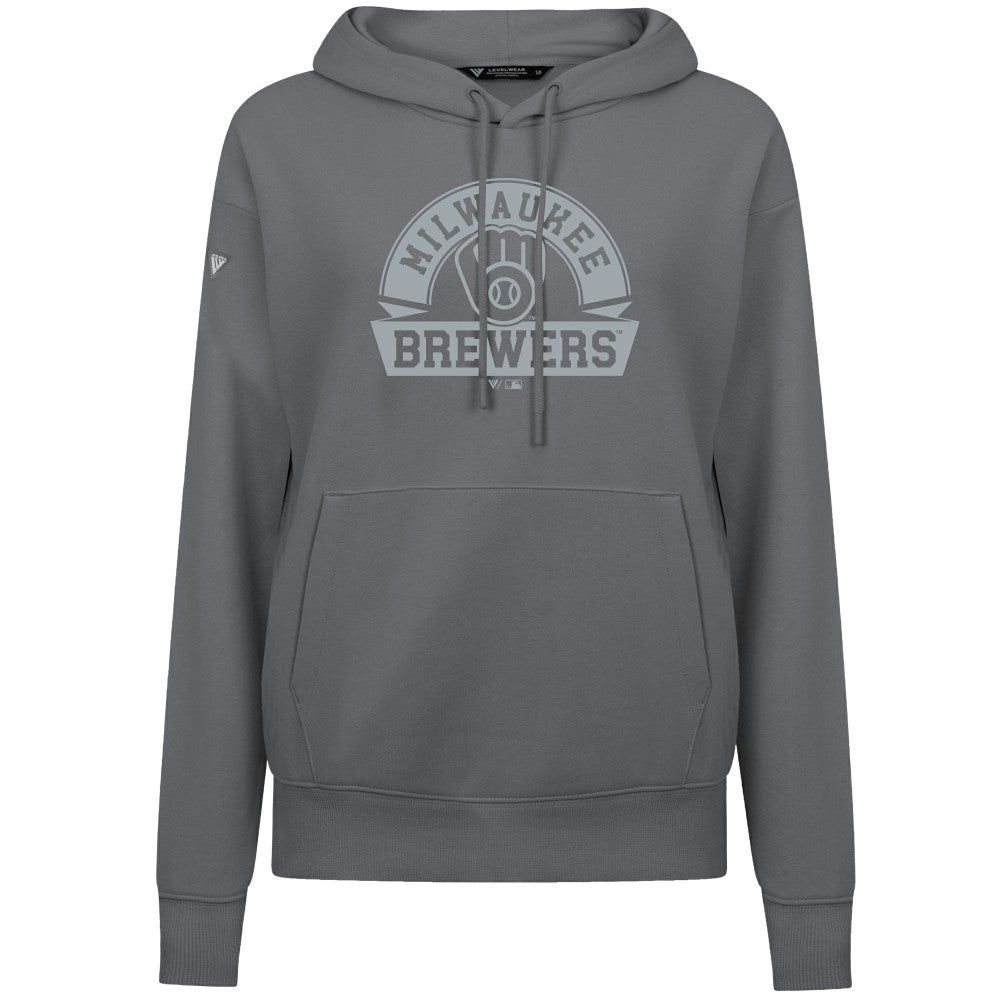 Milwaukee Brewers Levelwear Women's Adorn Banner Arch Hoodie - Stone Hoodies