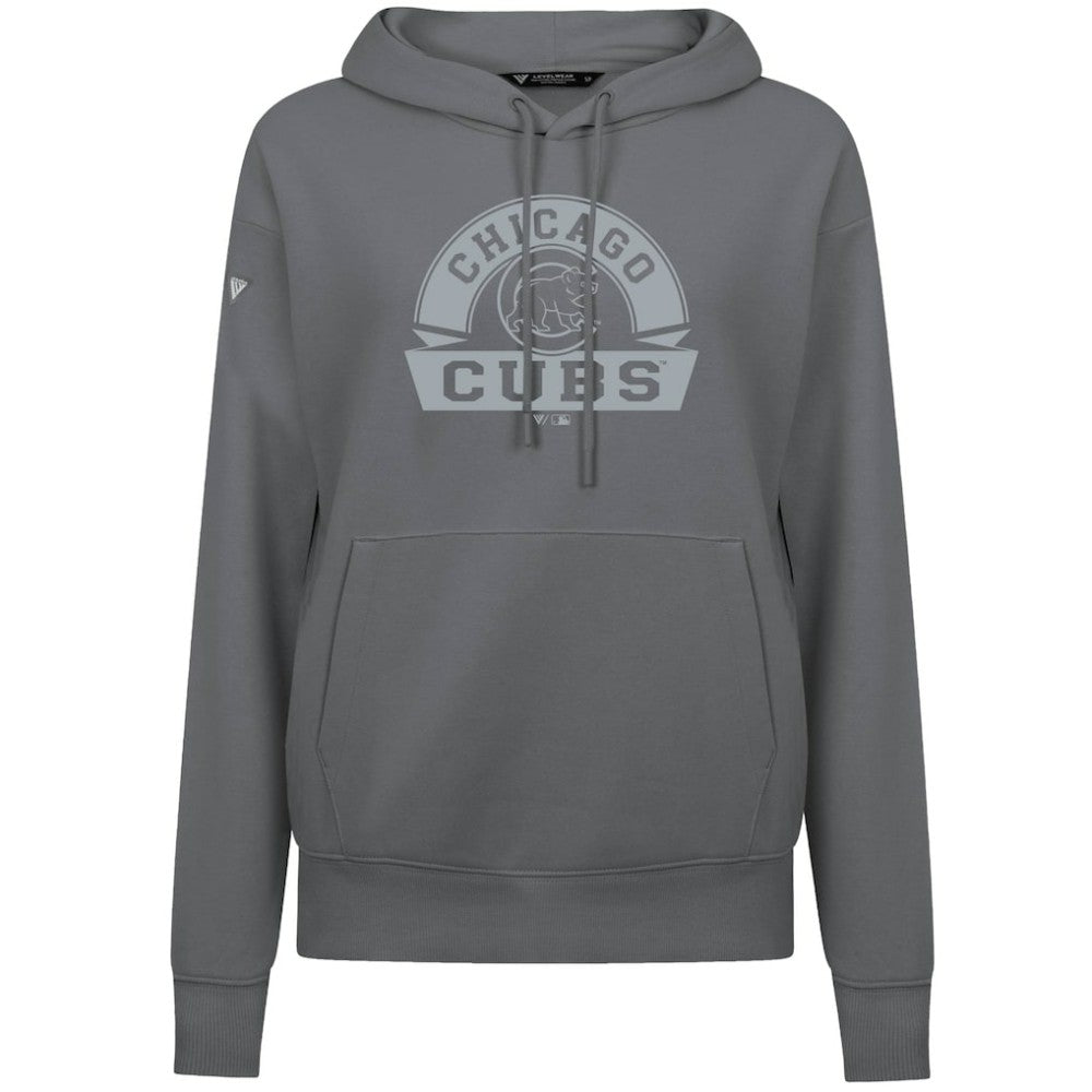 Chicago Cubs Levelwear Women's Adorn Banner Arch Hoodie - Stone Hoodies