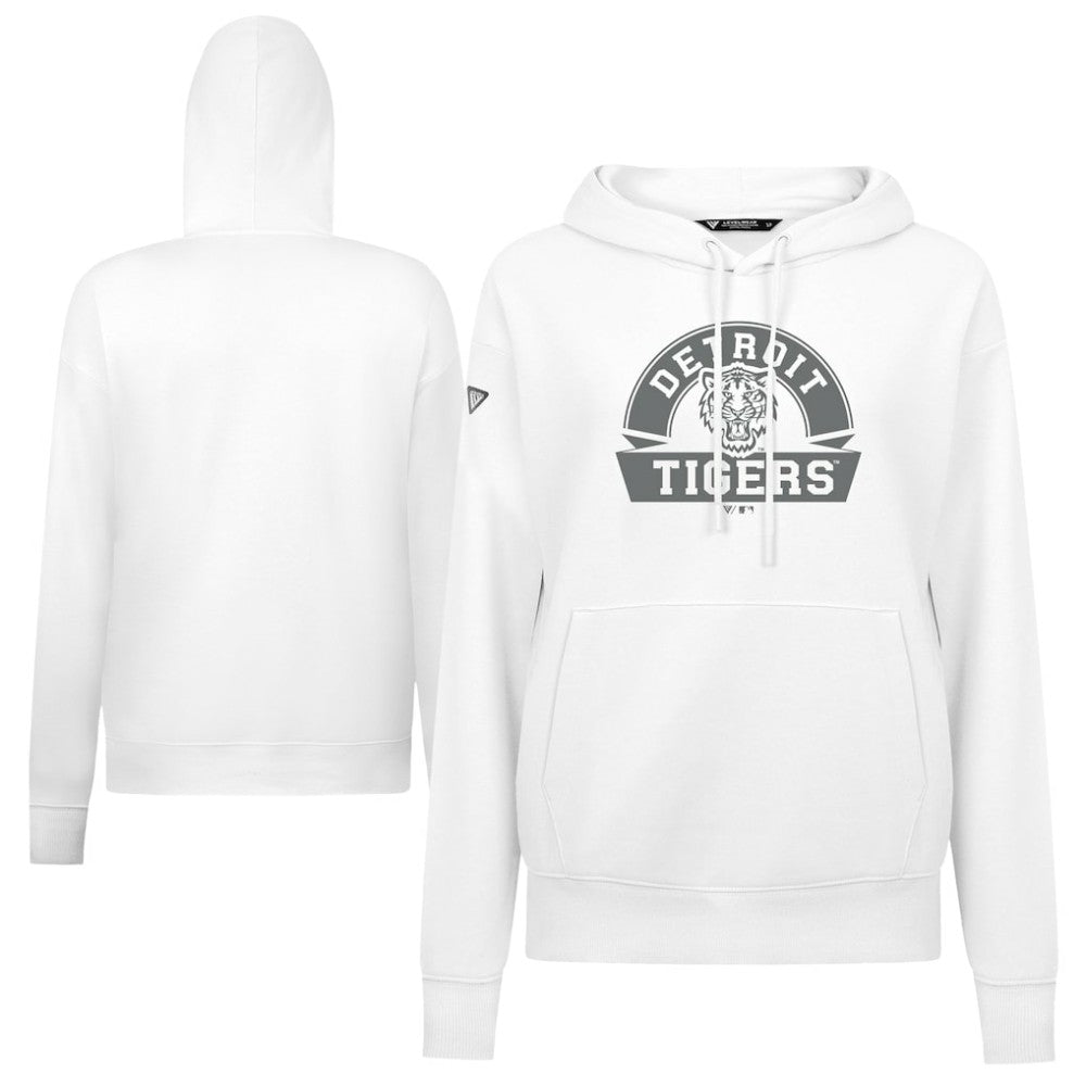 Detroit Tigers Levelwear Women's Adorn Banner Arch Hoodie - White Hoodies