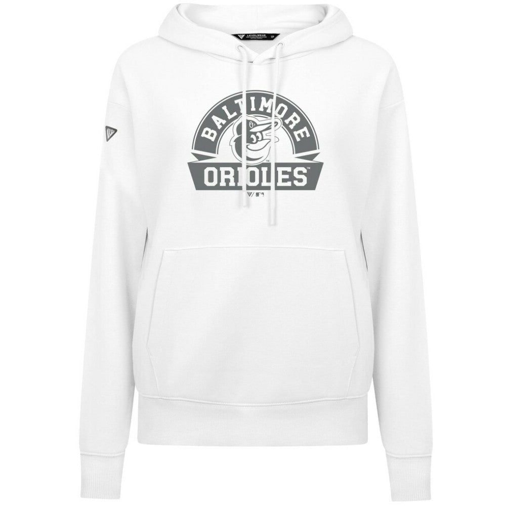 Baltimore Orioles Levelwear Women's Adorn Banner Arch Hoodie - White Hoodies