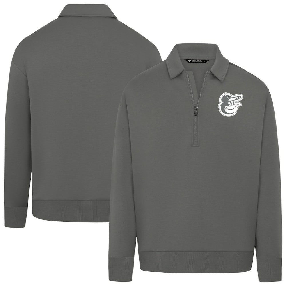 Baltimore Orioles Levelwear Women's Canmore Chenille Logo Quarter-Zip Top - Stone Tops