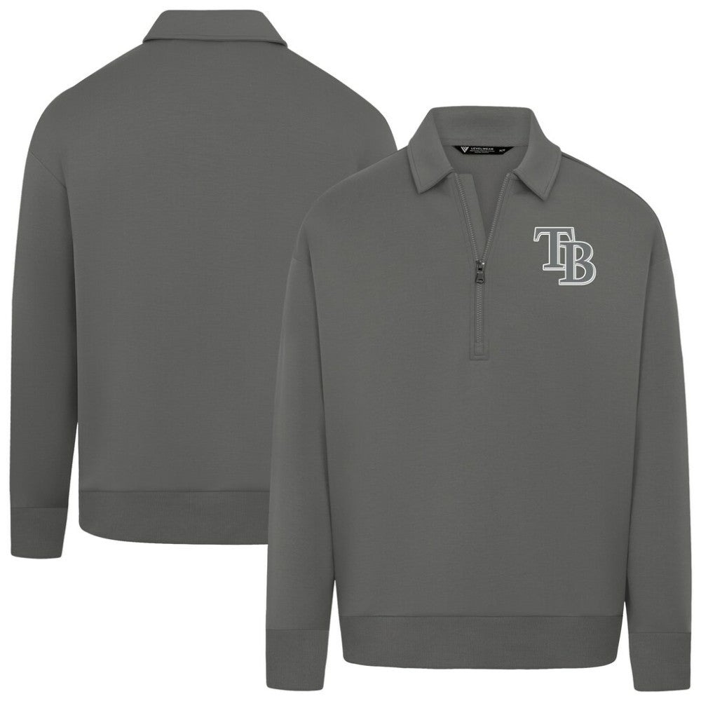 Tampa Bay Rays Levelwear Women's Canmore Chenille Logo Quarter-Zip Top - Stone Tops