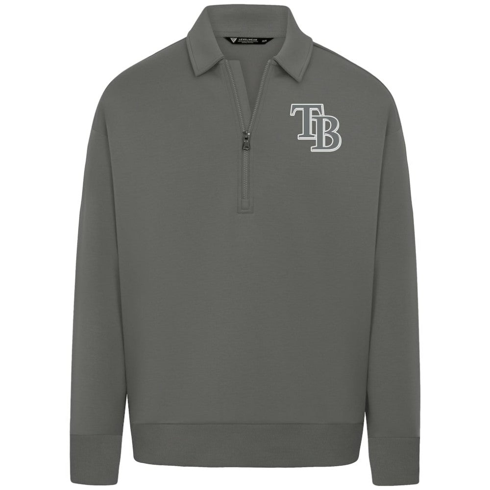 Tampa Bay Rays Levelwear Women's Canmore Chenille Logo Quarter-Zip Top - Stone Tops