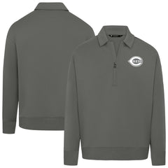 Cincinnati Reds Levelwear Women's Canmore Chenille Logo Quarter-Zip Top - Stone Tops