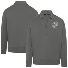 Washington Nationals Levelwear Women's Canmore Chenille Logo Quarter-Zip Top - Stone Tops