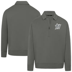 Miami Marlins Levelwear Women's Canmore Chenille Logo Quarter-Zip Top - Stone Tops