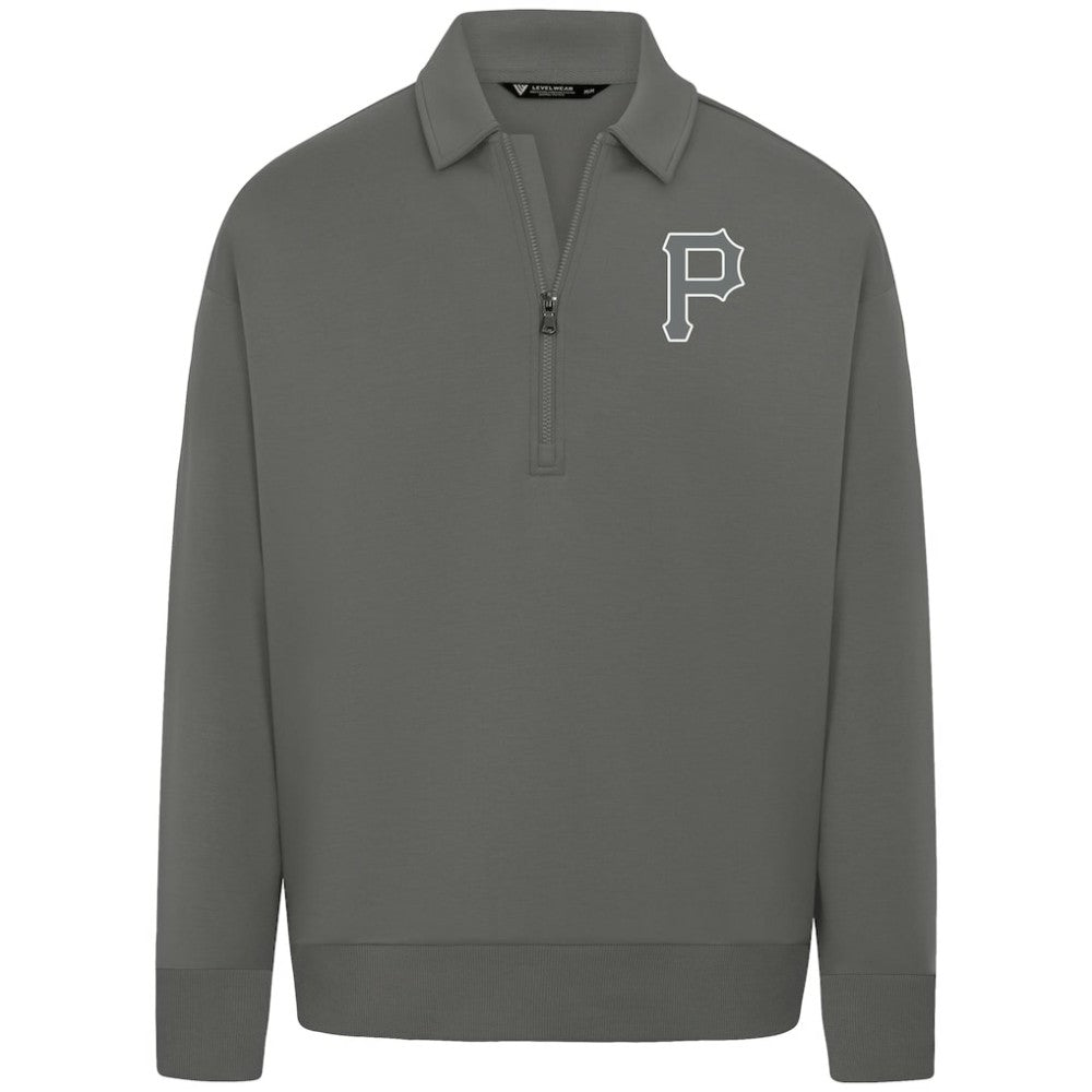 Pittsburgh Pirates Levelwear Women's Canmore Chenille Logo Quarter-Zip Top - Stone Tops