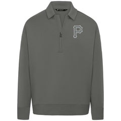 Pittsburgh Pirates Levelwear Women's Canmore Chenille Logo Quarter-Zip Top - Stone Tops