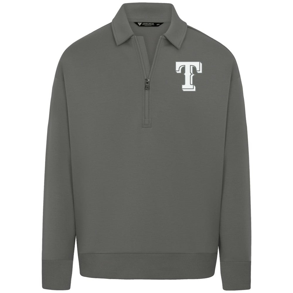 Texas Rangers Levelwear Women's Canmore Chenille Logo Quarter-Zip Top - Stone Tops