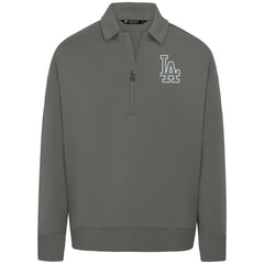 Los Angeles Dodgers Levelwear Women's Canmore Chenille Logo Quarter-Zip Top - Stone Tops
