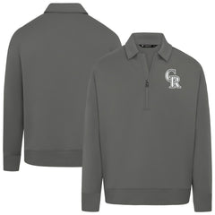 Colorado Rockies Levelwear Women's Canmore Chenille Logo Quarter-Zip Top - Stone Tops