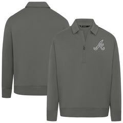Atlanta Braves Levelwear Women's Canmore Chenille Logo Quarter-Zip Top - Stone Tops