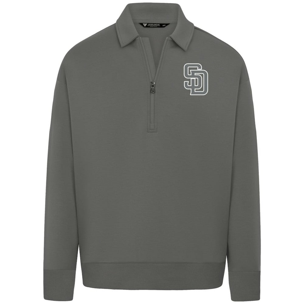 San Diego Padres Levelwear Women's Canmore Chenille Logo Quarter-Zip Top - Stone Tops