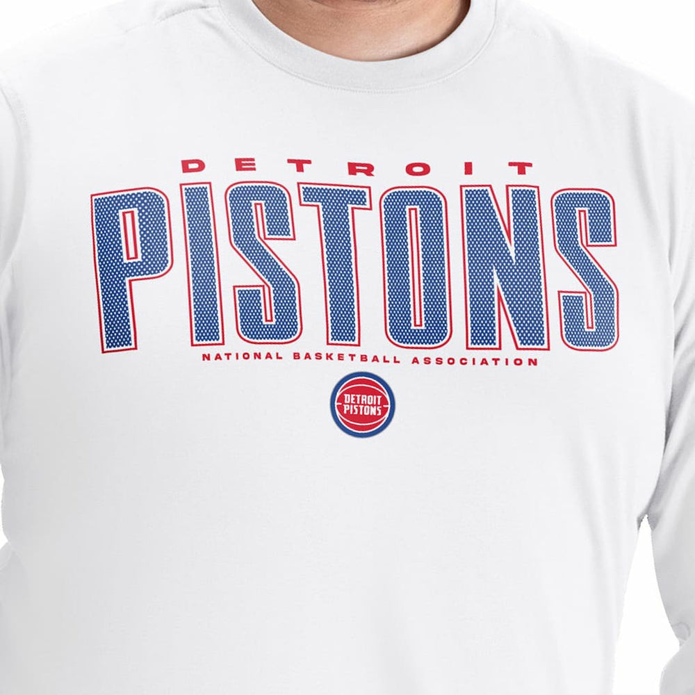 Detroit Pistons G-III Sports by Carl Banks Adaptive Printed Mesh Effect Long Sleeve T-Shirt White