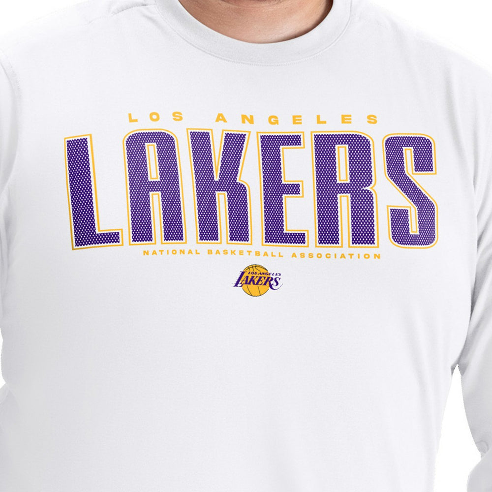 Los Angeles Lakers G-III Sports by Carl Banks Adaptive Printed Mesh Effect Long Sleeve T-Shirt White