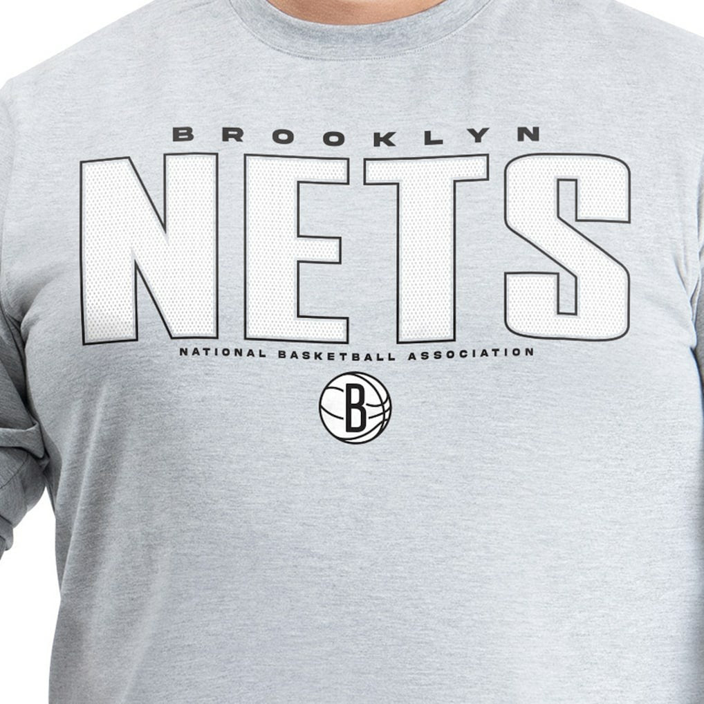 Brooklyn Nets G-III Sports by Carl Banks Adaptive Printed Mesh Effect Long Sleeve T-Shirt Gray