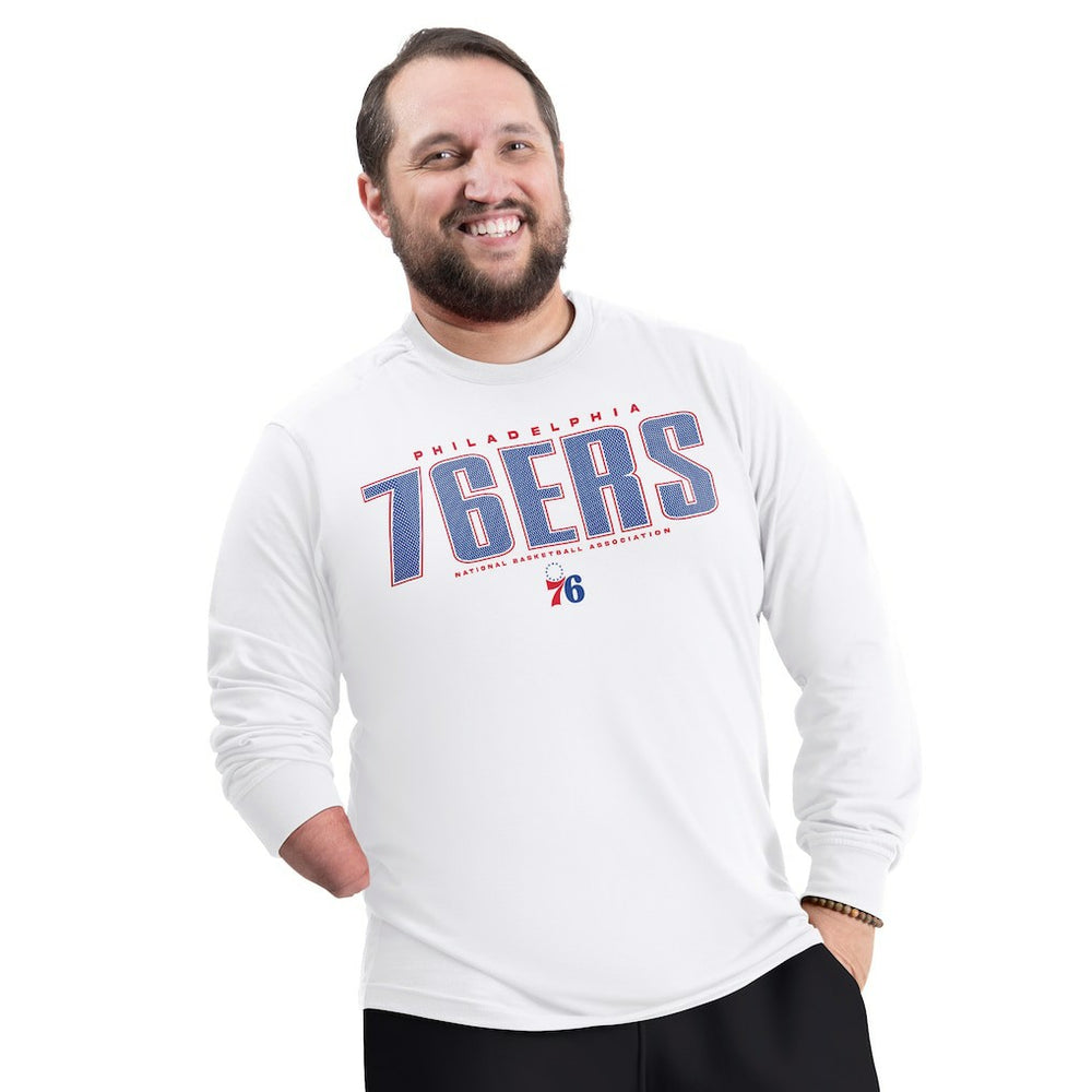 Philadelphia 76ers G-III Sports by Carl Banks Adaptive Printed Mesh Effect Long Sleeve T-Shirt White