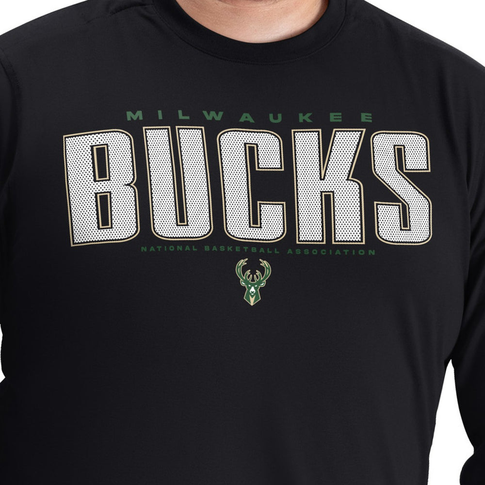 Milwaukee Bucks G-III Sports by Carl Banks Adaptive Printed Mesh Effect Long Sleeve T-Shirt Black