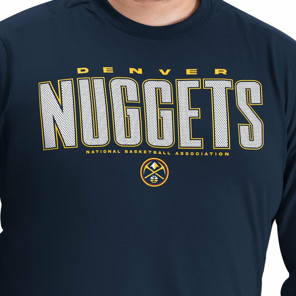 Denver Nuggets G-III Sports by Carl Banks Adaptive Printed Mesh Effect Long Sleeve T-Shirt Navy