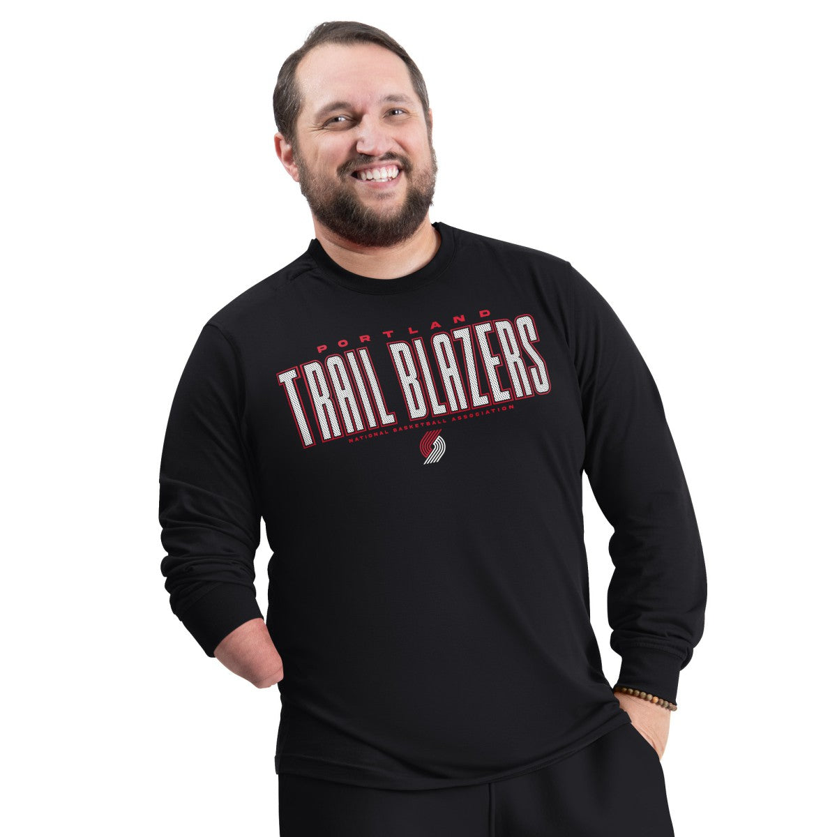 Portland Trail Blazers G-III Sports by Carl Banks Adaptive Printed Mesh Effect Long Sleeve T-Shirt Black