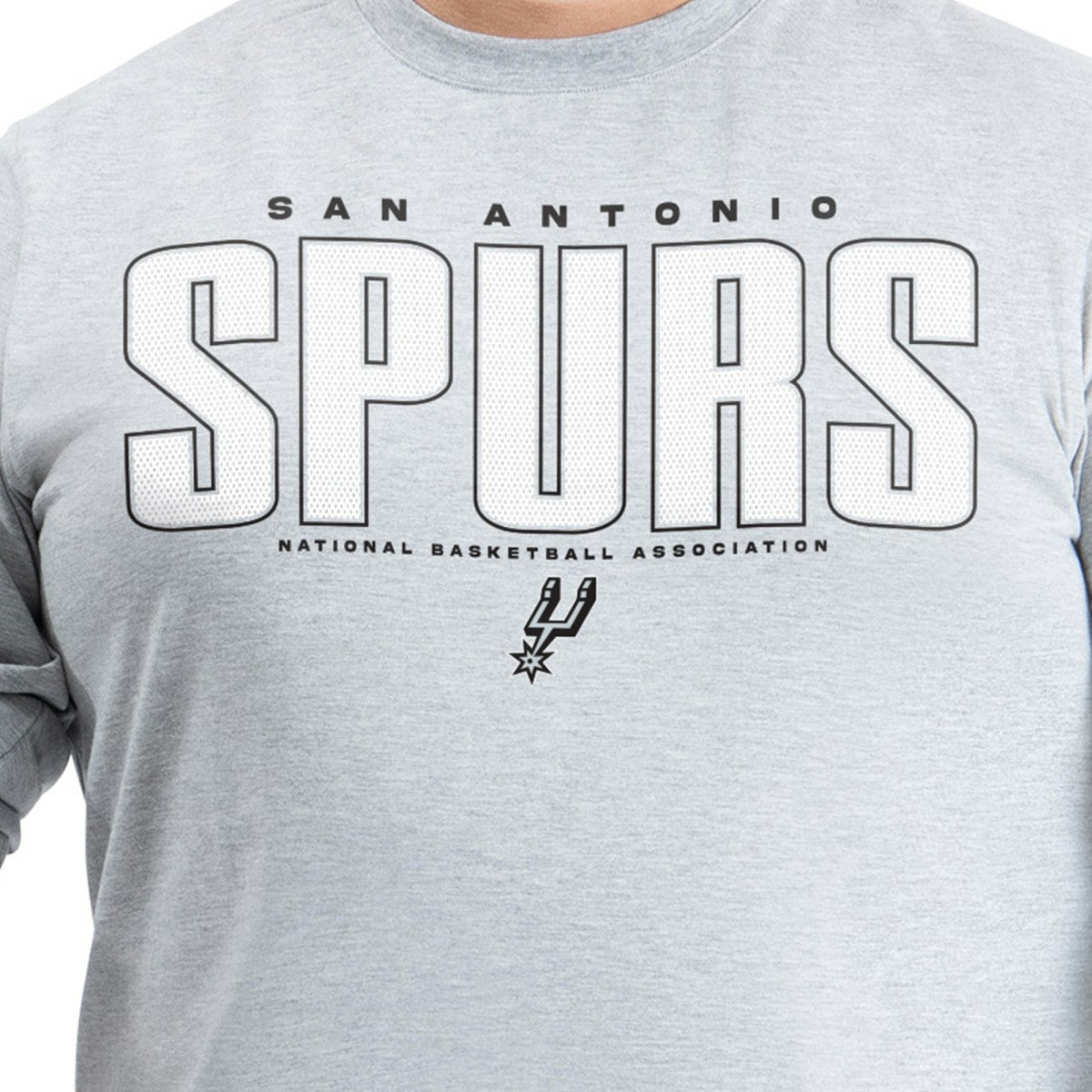San Antonio Spurs G-III Sports by Carl Banks Adaptive Printed Mesh Effect Long Sleeve T-Shirt Gray
